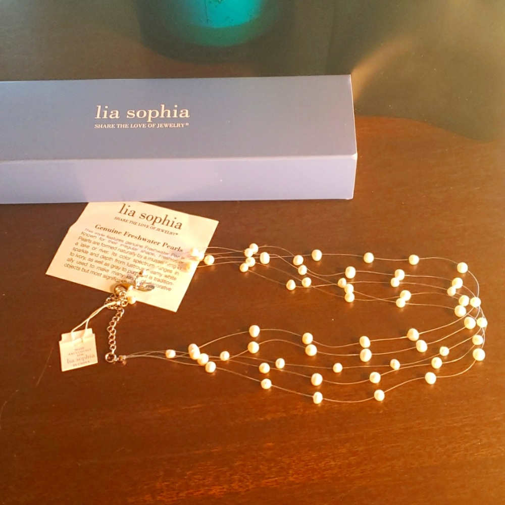 LIA SOPHIA "Multitudes" FreshWater Pearl Illusion Necklace - NIB / Retired